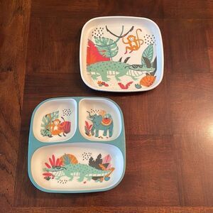 Jump Kids World Jungle Set of 2 Stackable Bamboo Divided Dishes